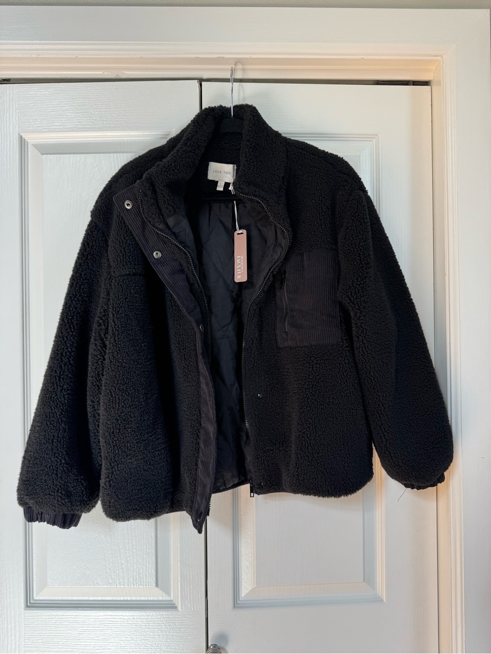Love Tree Black Sherpa Coat